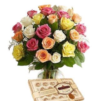 25 colorful roses with chokolates | Flower Delivery Magnitogorsk