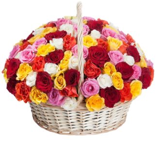 51 colorful roses in the basket | Flower Delivery Magnitogorsk